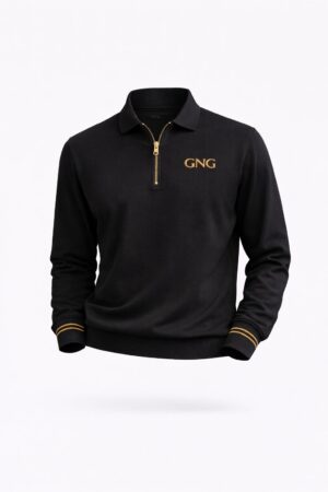 GNG Black Luxury Zip Polo — Presence without effort