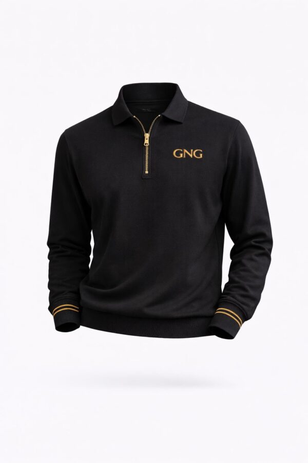 GNG Black Luxury Zip Polo — Presence without effort
