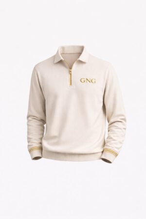 GNG Beige Luxury Zip Polo