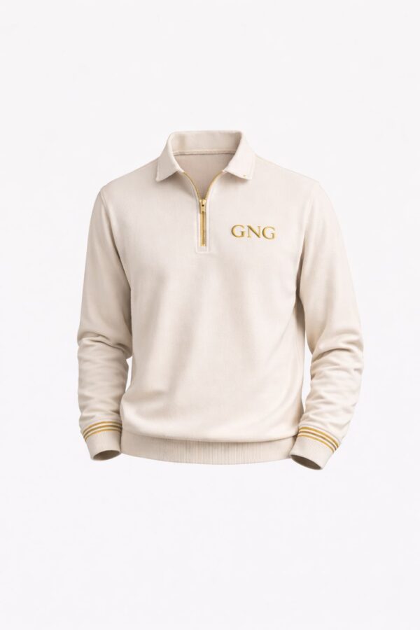 GNG Beige Luxury Zip Polo